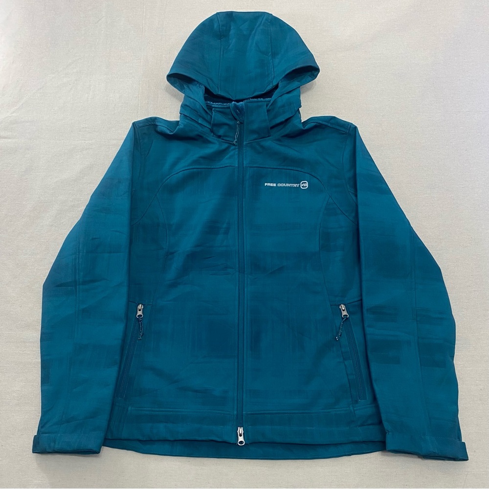 Free Country Jacket Women XL Deep Teal Zip Softshell Faux Fur Lined Full Zip NEW